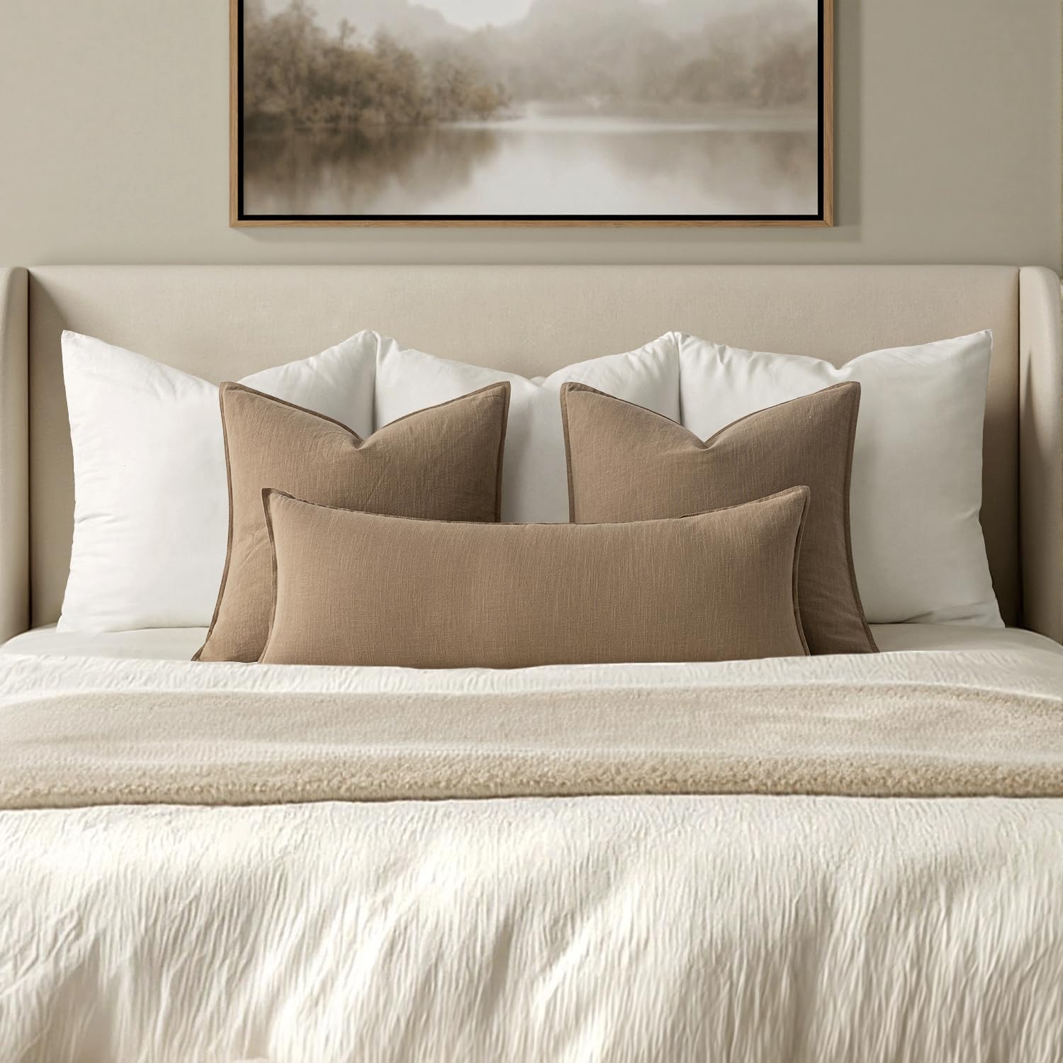 MIULEE pillow cover with flange edges for a refined rustic look.