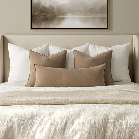 MIULEE pillow cover with flange edges for a refined rustic look.