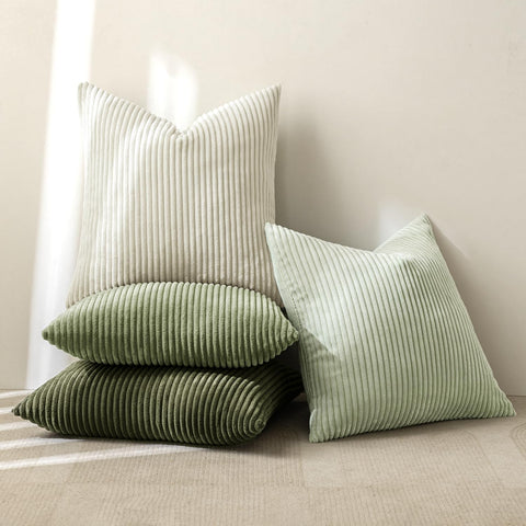 MIULEE green-white cushion covers showing hidden zipper for seamless styling