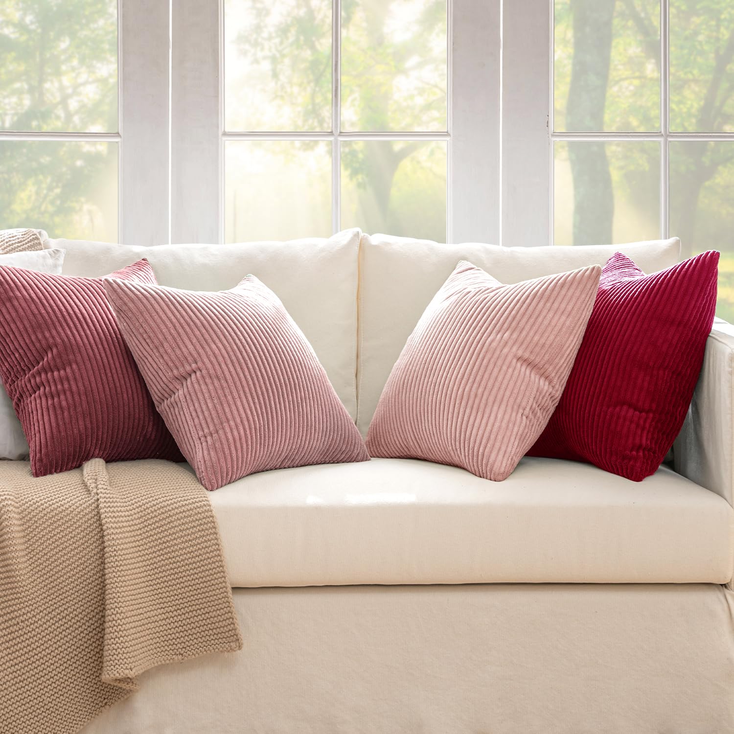 MIULEE 18x18 inch pillow cover helps refresh sofa cushions.