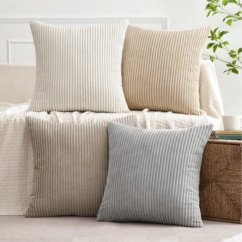 MIULEE 18x18 pillow cover shown on sofa adds neutral elegance to living spaces.