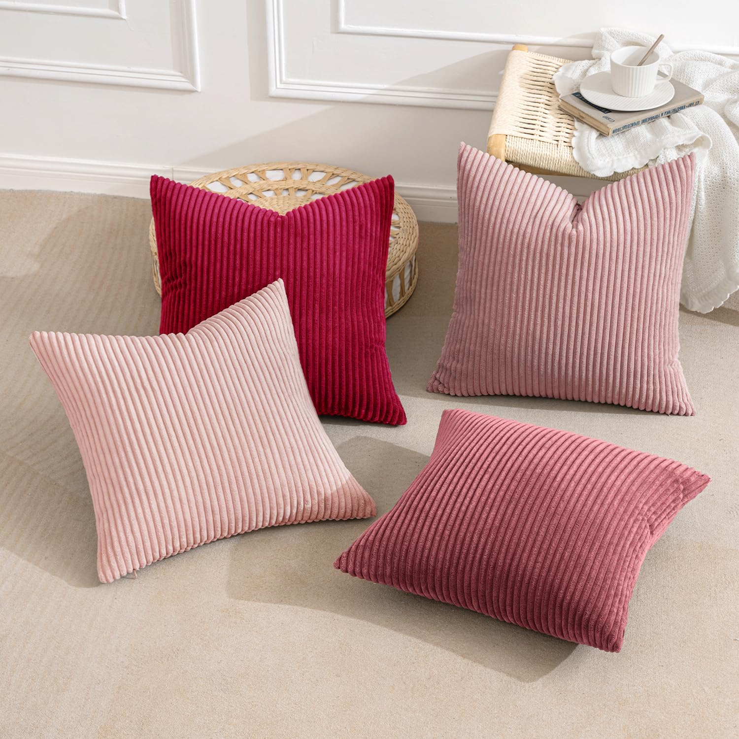 MIULEE corduroy texture decorative cushion adds soft tactile comfort.