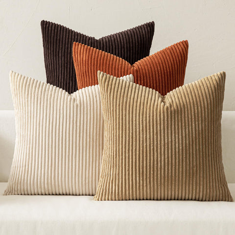 MIULEE boho farmhouse pillow covers front view with soft corduroy texture for sofa décor