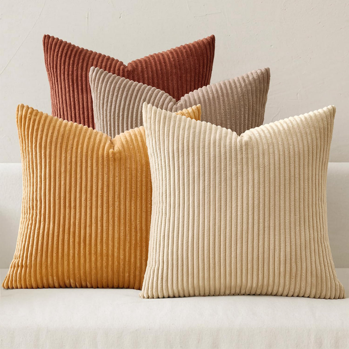MIULEE terracotta stripe pillow cover enhances warm boho vibes on a sofa