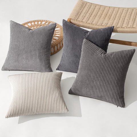 MIULEE boho stripe corduroy texture pillow cover to elevate reading nook decor.