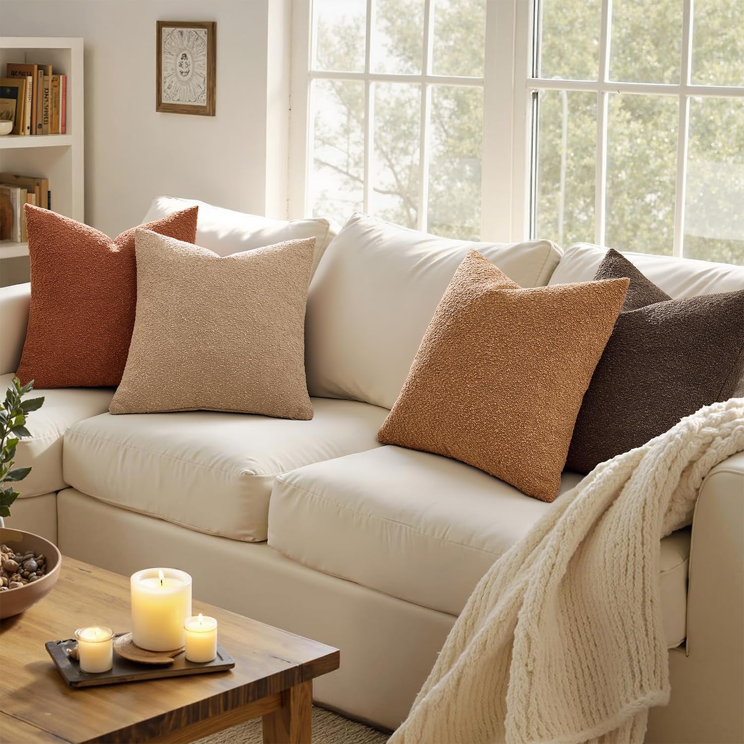 MIULEE Bouclé pillow cover 18x18 color palette inspired by natural dyes