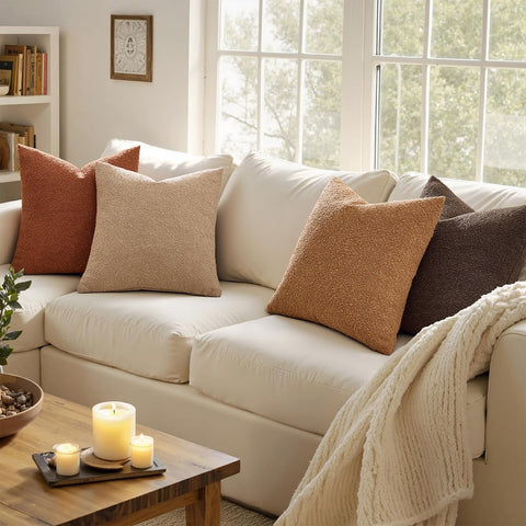 MIULEE Bouclé pillow cover 18x18 color palette inspired by natural dyes