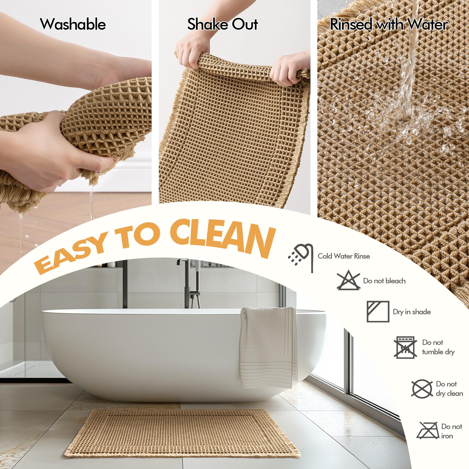 MIULEE brown boho bathroom mats add cozy decor and warmth