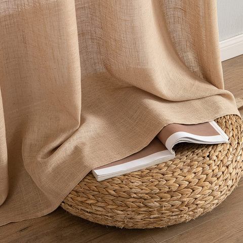 MIULEE brown linen curtains bedroom setup for restful privacy and elegance.
