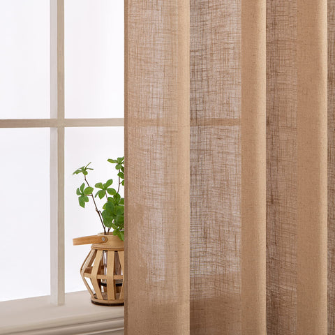 MIULEE brown linen curtains dining-room setup shows privacy with subtle warmth.