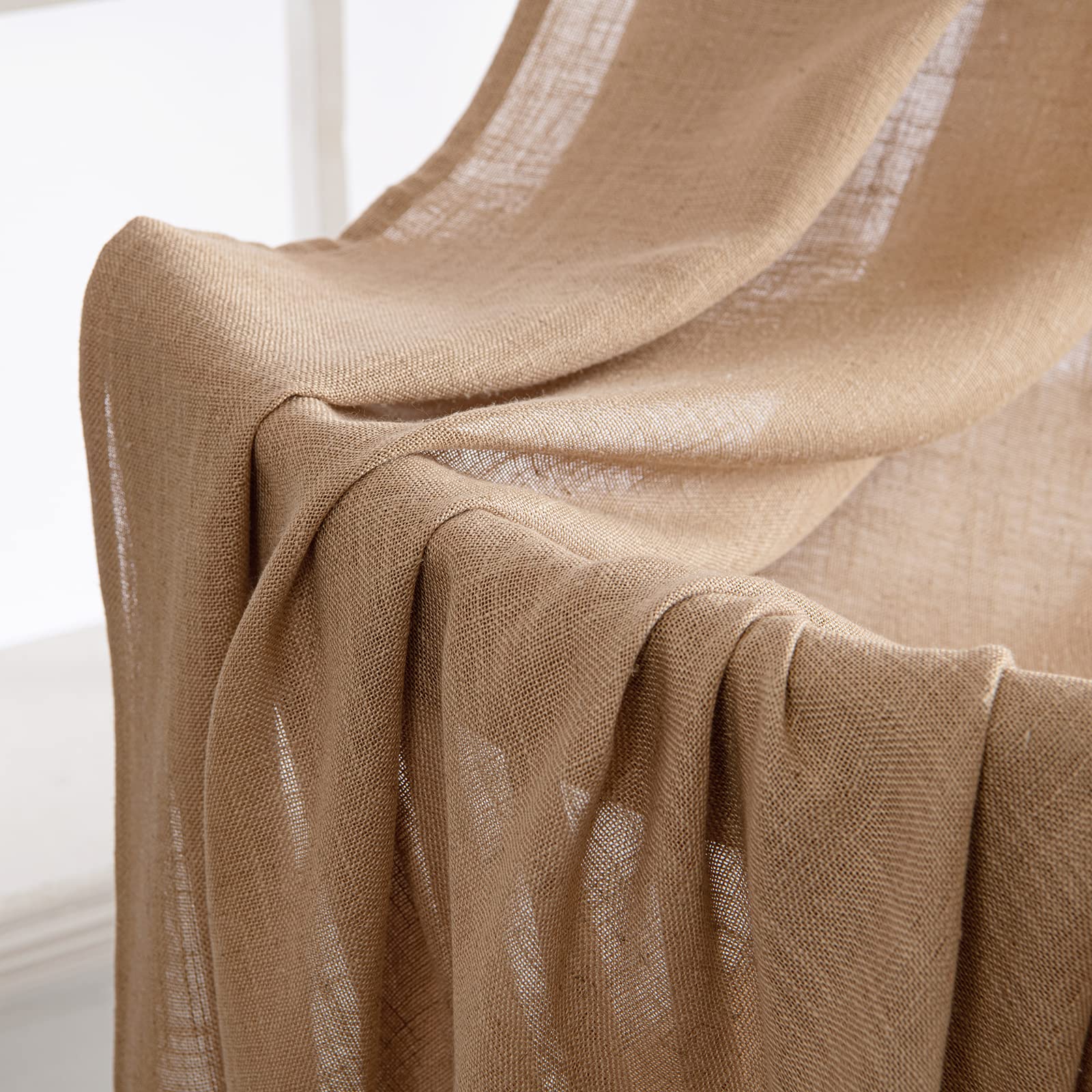 MIULEE brown linen curtains living-room setup features soft drape and diffused light.