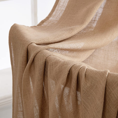 MIULEE brown linen curtains living-room setup features soft drape and diffused light.
