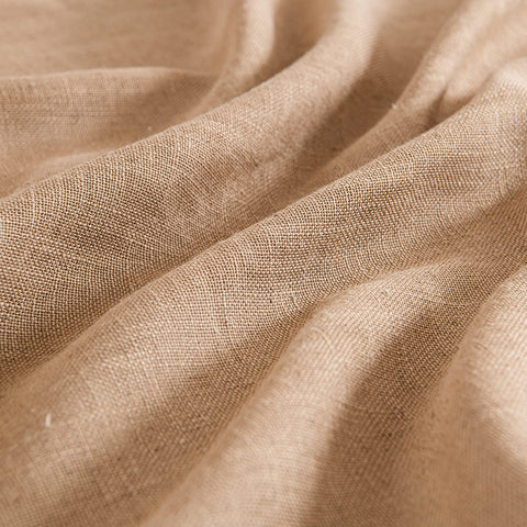 MIULEE brown linen curtains nature-tone close-up conveys cozy, year-round style.