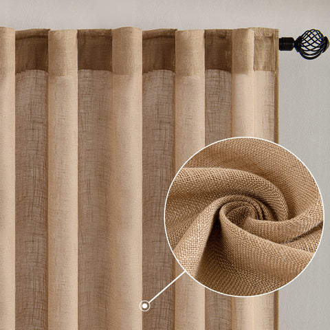 MIULEE brown linen curtains window-drape highlight natural texture and light diffusion.