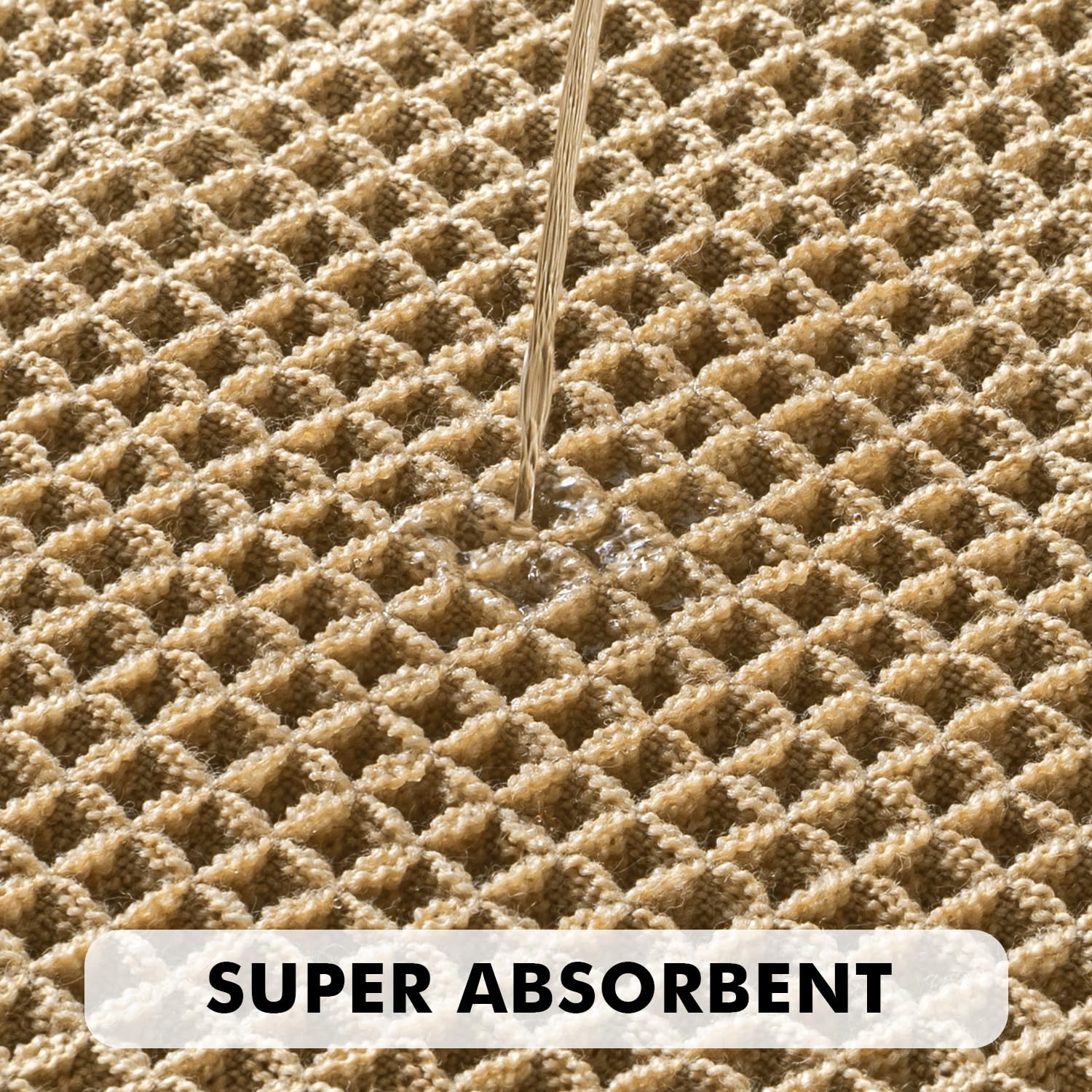 MIULEE brown waffle bath mat 18x30 front view, extra long for larger spaces.
