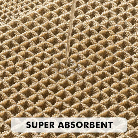MIULEE brown waffle bath mat 18x30 front view, extra long for larger spaces.