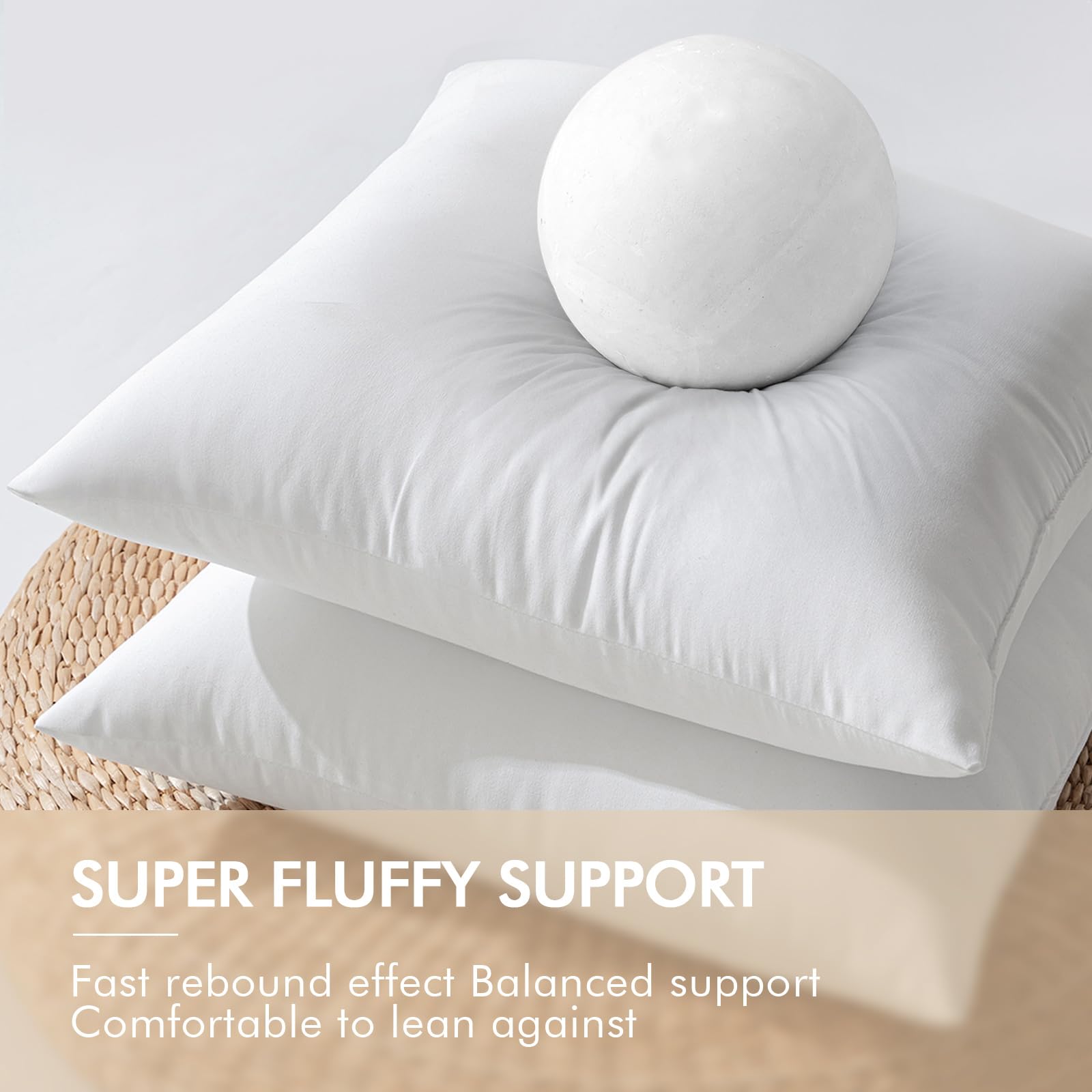 MIULEE brushed fabric pillow insert with premium 370g fiber fill