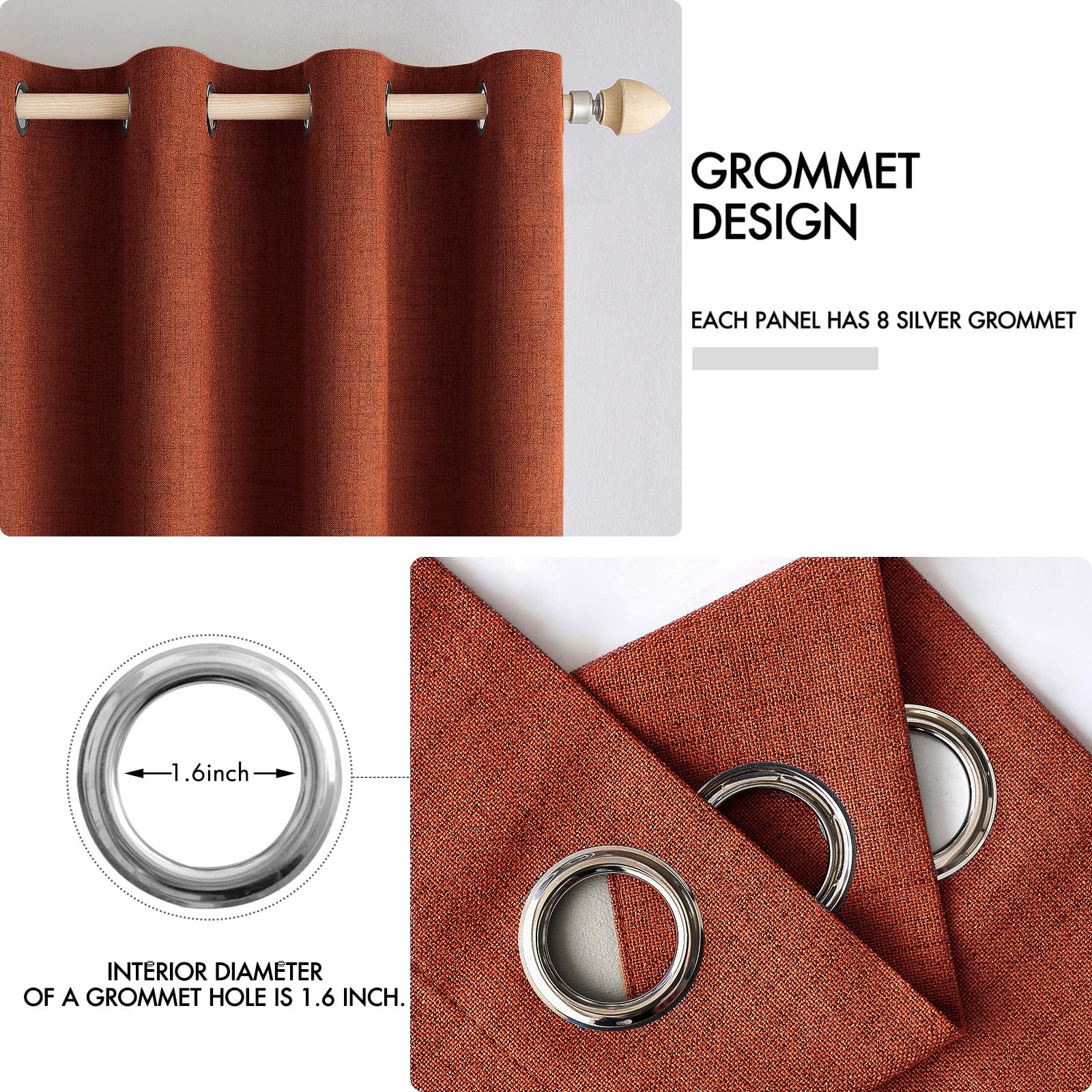 MIULEE grommet-top curtains offer easy hanging on standard rods and quick refresh