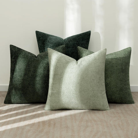 MIULEE chenille pillow cover green 18x18 hidden zipper for seamless fit