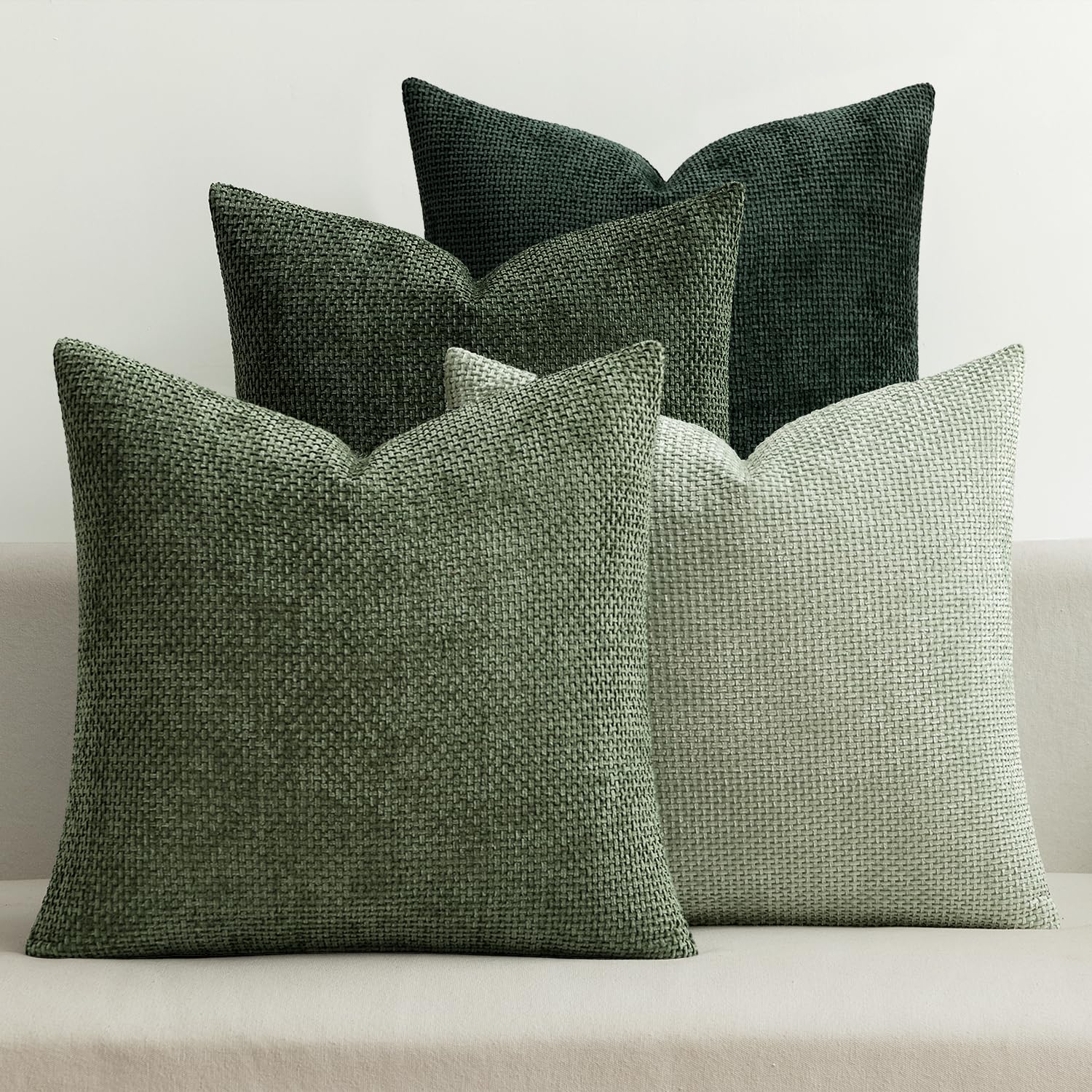 MIULEE chenille pillow cover green 18x18 front view for cozy living room decor