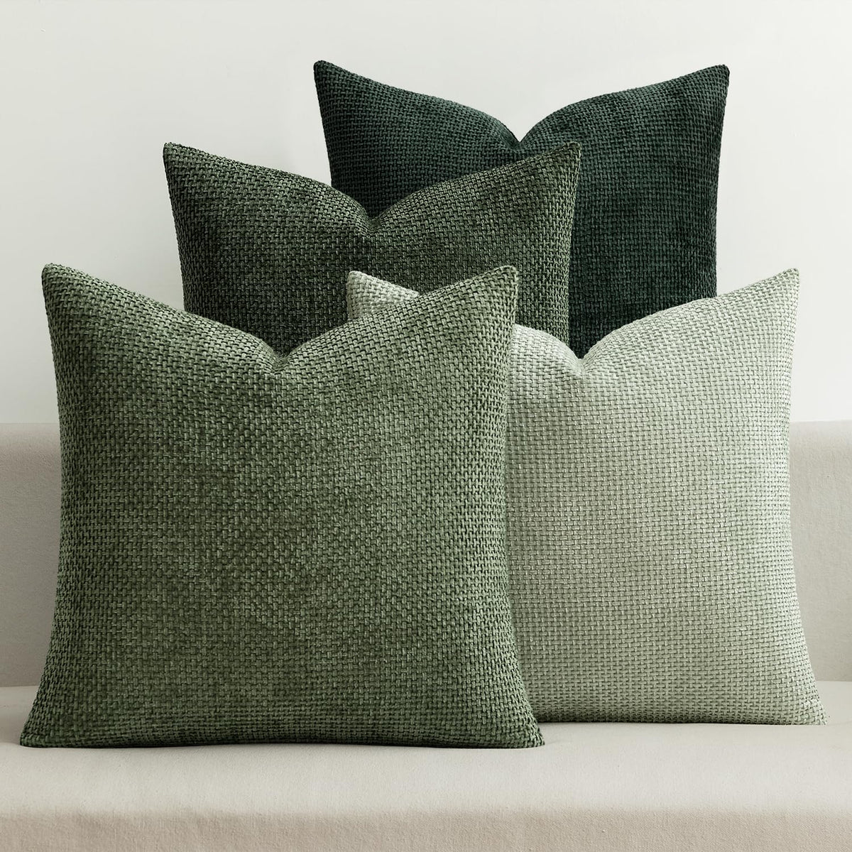 MIULEE chenille pillow cover green 18x18 front view for cozy living room decor