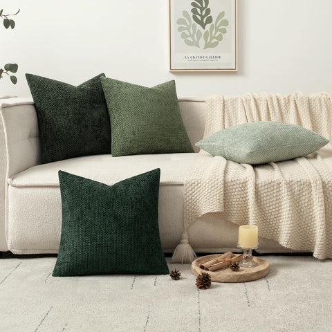 MIULEE chenille pillow cover green 18x18 seaming detail adds premium finish