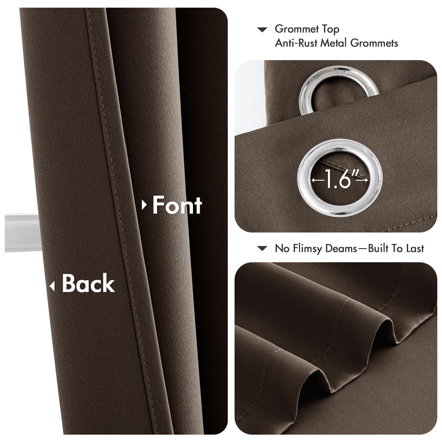 MIULEE chocolate brown drapes reduce glare while maintaining warm room aesthetics