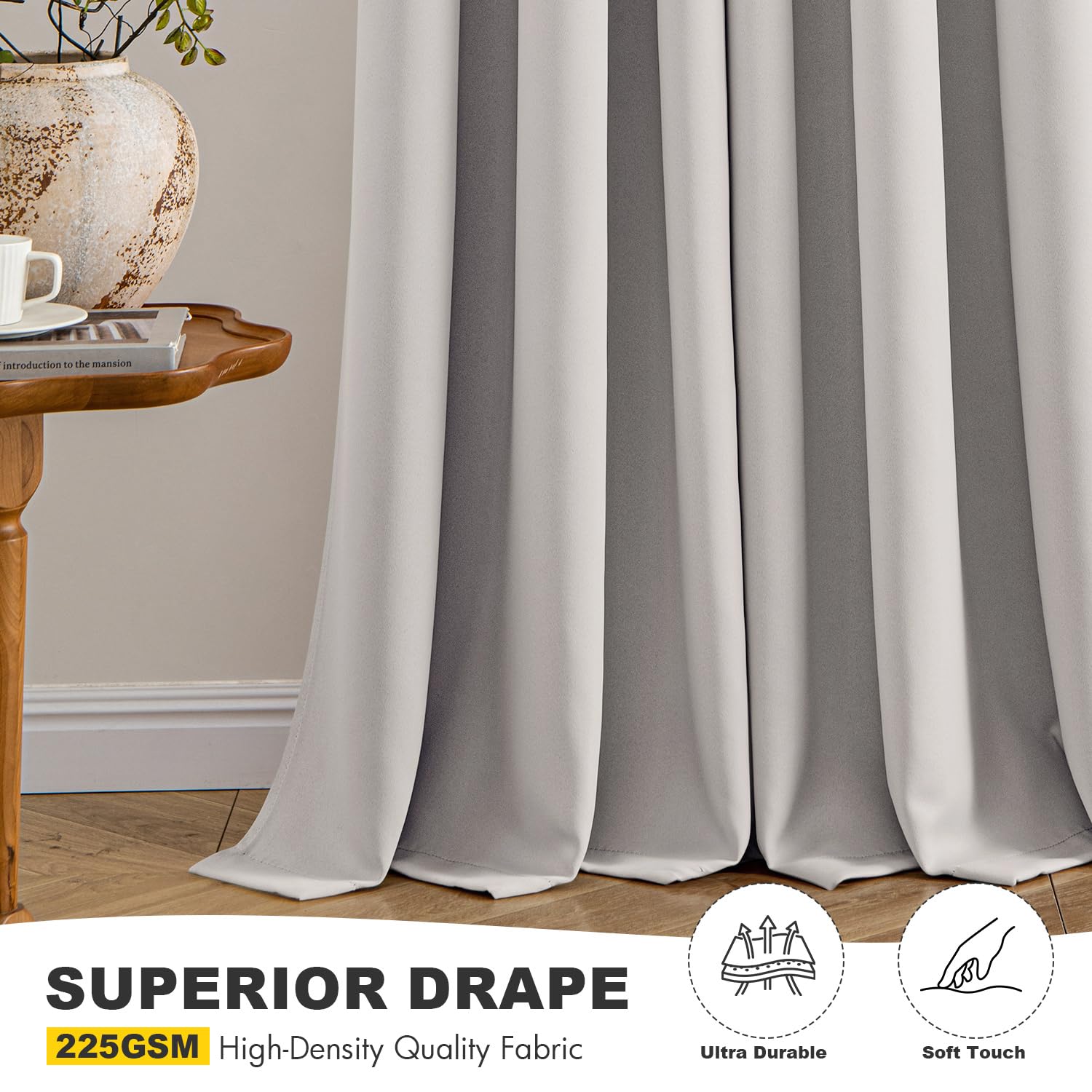 MIULEE Cobblestone blackout curtains living room ambience creates a calm space