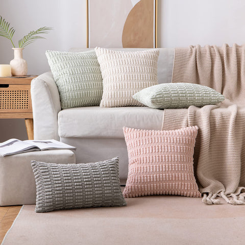 MIULEE corduroy euro sham boho stripe design adds subtle pattern to the sofa