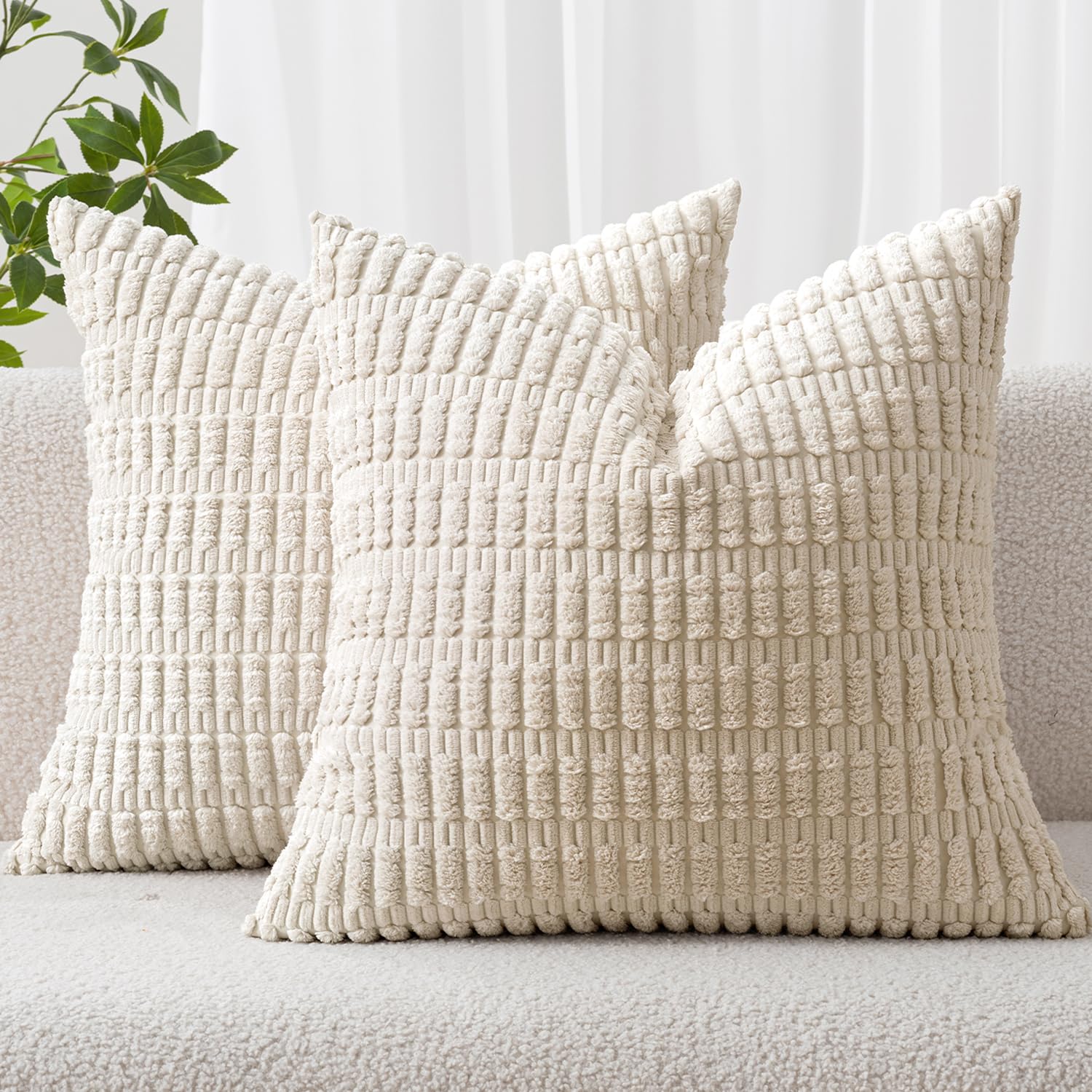 MIULEE corduroy euro sham cream 24x24 adds soft texture to living room decor