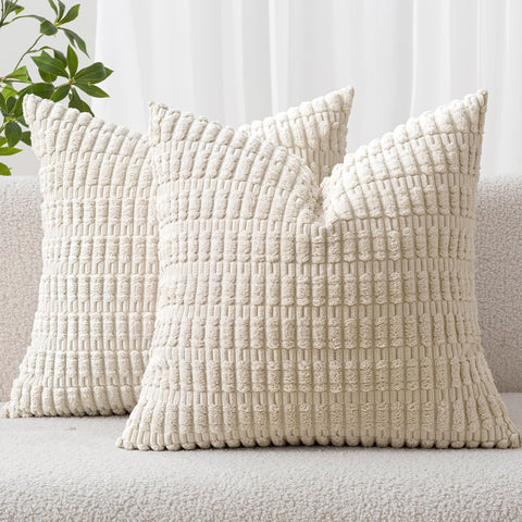 MIULEE corduroy euro sham cream front view boosts sofa style