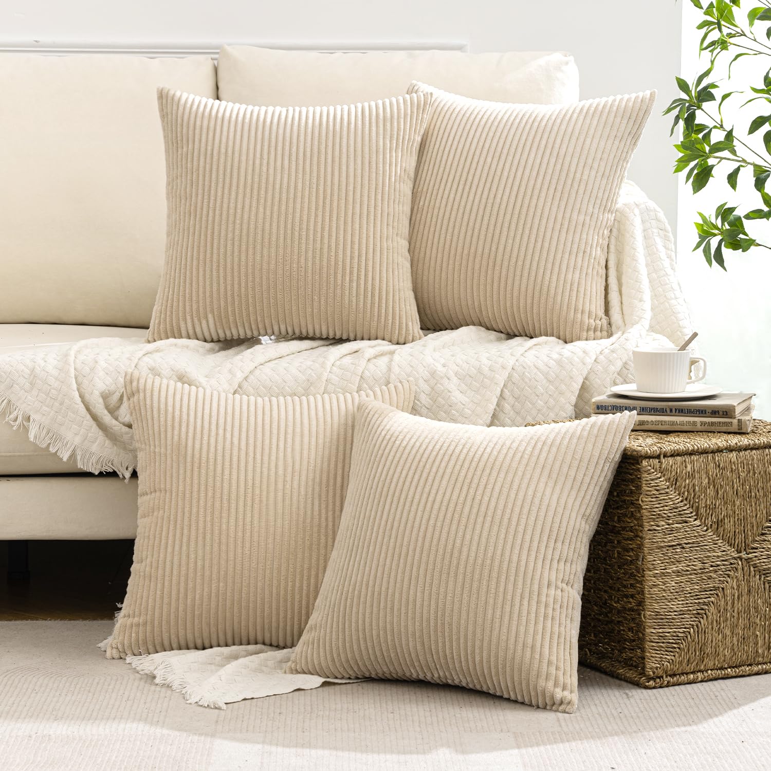 MIULEE corduroy texture closeup shows soft tactile detail for cozy decor
