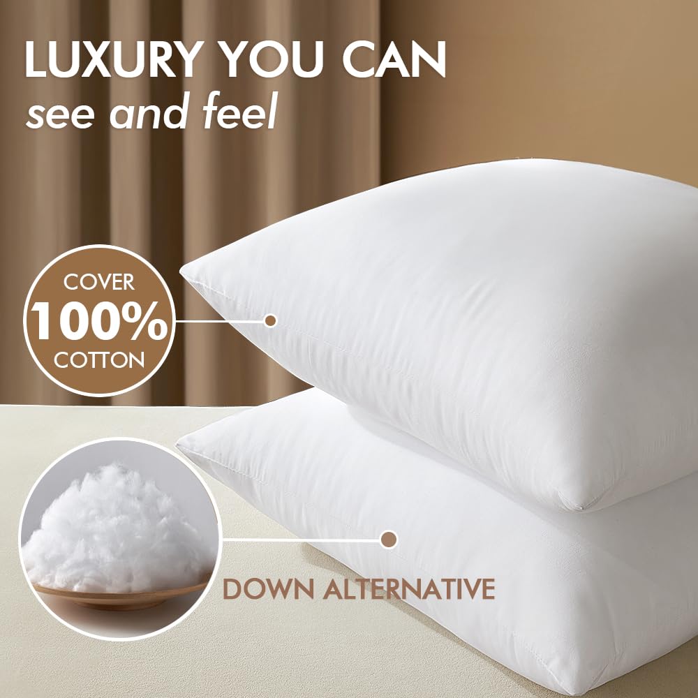MIULEE cotton-cover pillow insert shown for breathable, durable comfort.