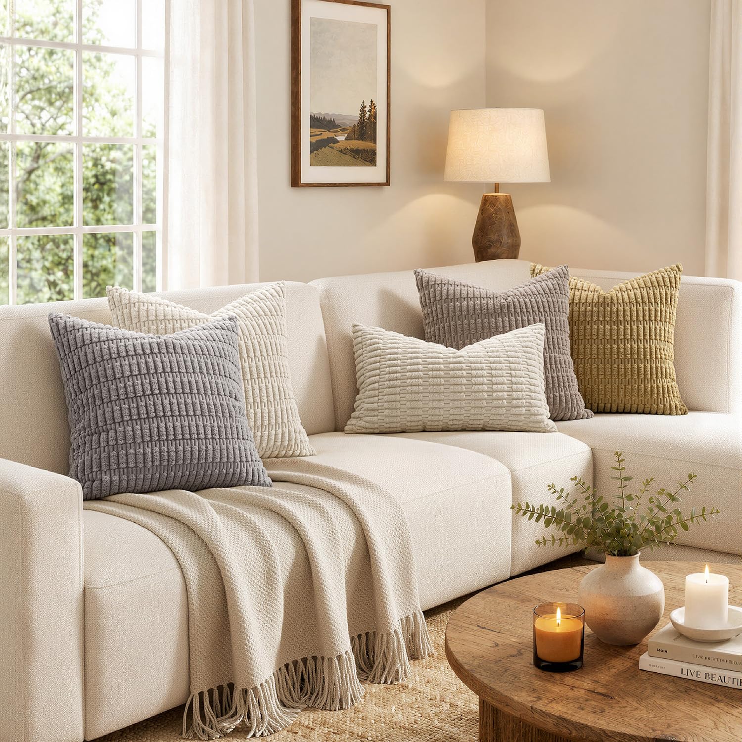 MIULEE couch and bed decor cream cover pairs with many color palettes