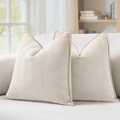 MIULEE cream beige pillow cover 20x20 front view for cozy living room decor