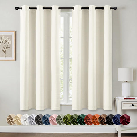 MIULEE Cream Blackout Curtains pair overview for a sleek, sleep-friendly bedroom look
