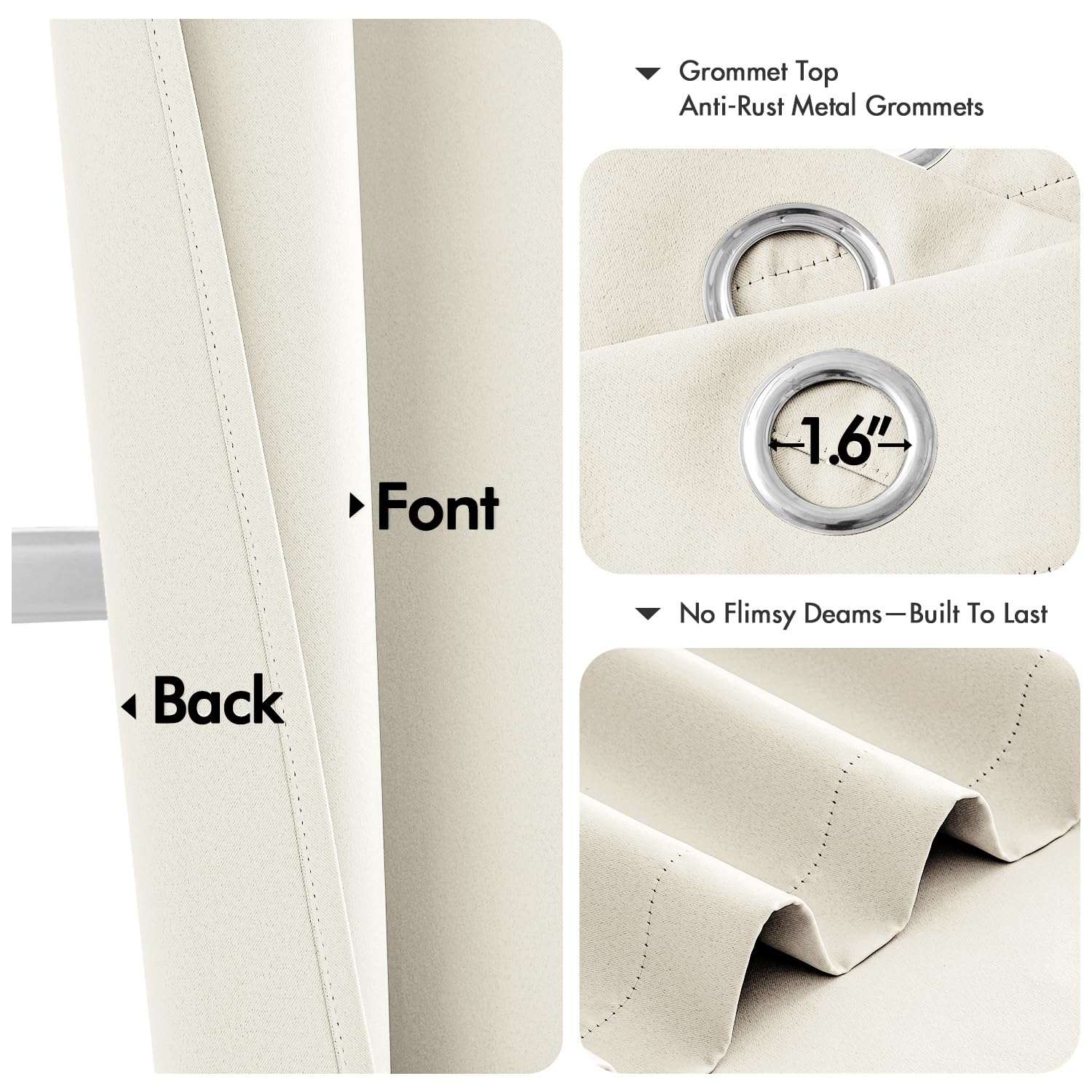 MIULEE Cream Blackout Curtains on window showing thermal insulation for energy efficiency