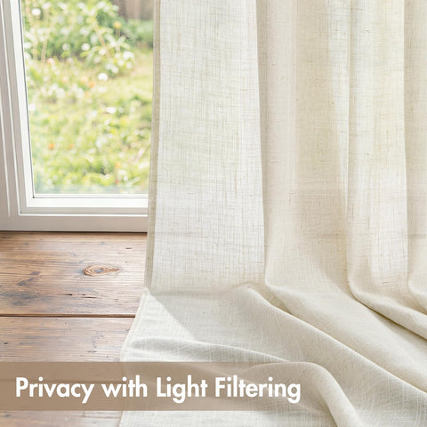 MIULEE cream linen curtains enhance the living room with warm, natural texture.