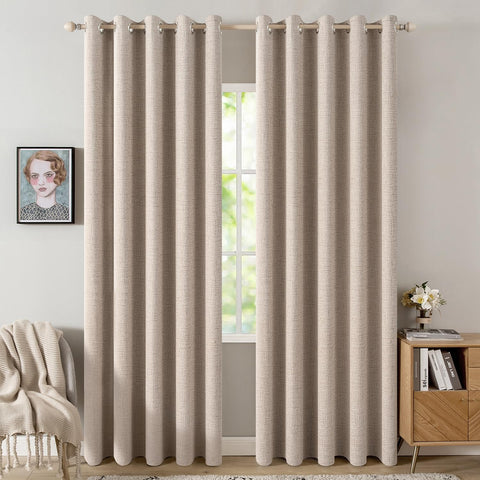 MIULEE natural beige textured curtains with 62x84-inch panels provide soft light control.