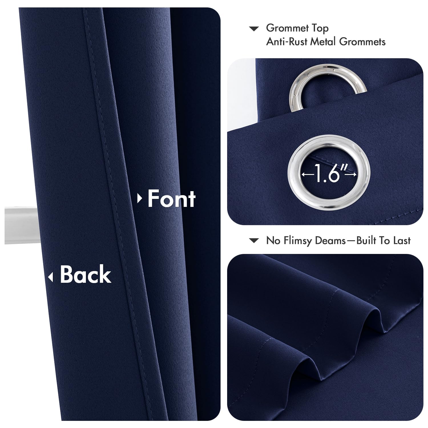 MIULEE navy blue blackout effect illustrating light reduction in daytime