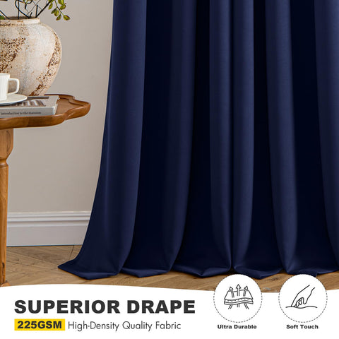 MIULEE navy blue curtains with thermal insulation helping regulate temperature