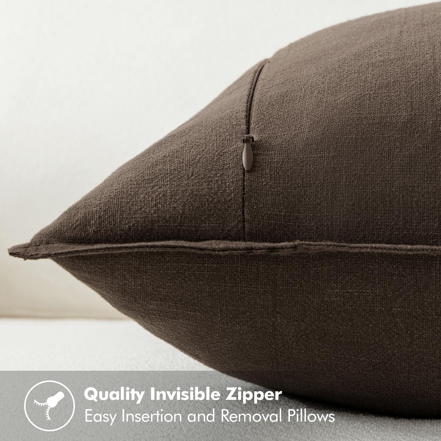 MIULEE dark coffee pillow cover enhances neutral decor and coziness.