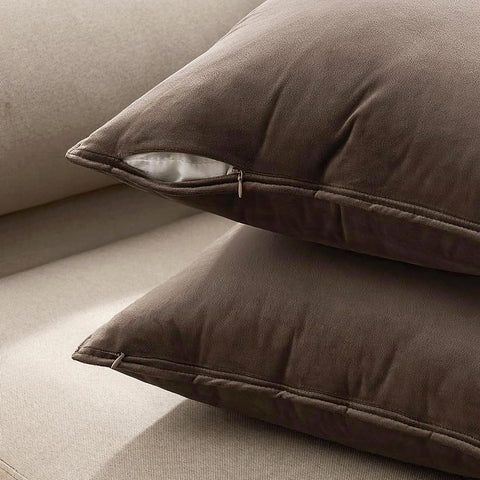MIULEE dark coffee velvet pillow cover pack ideal for refreshing couches.