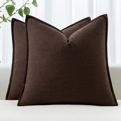 MIULEE decorative linen euro sham pillow cover in dark brown for cozy living spaces