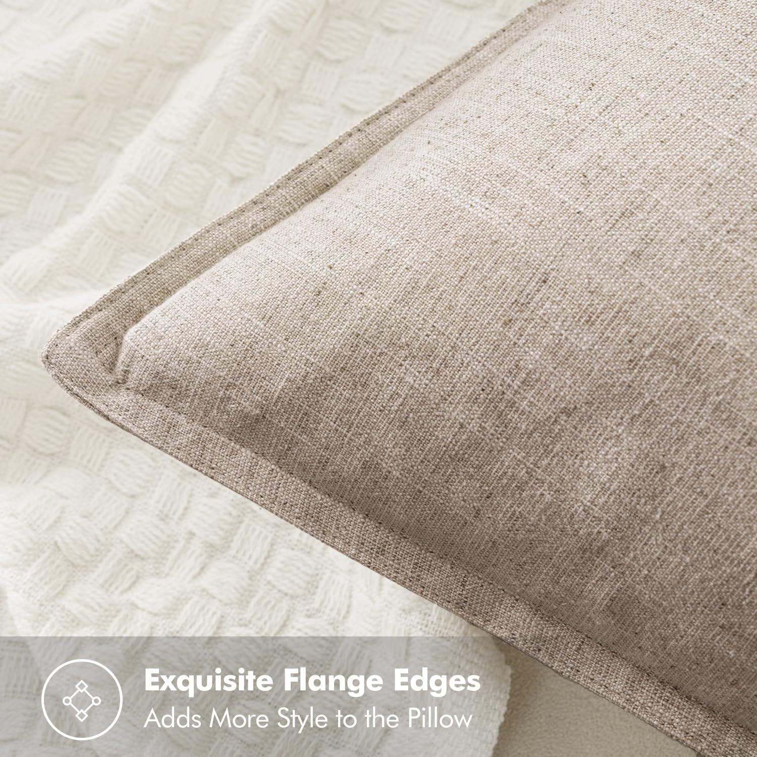 MIULEE decorative linen euro sham with flange edges for timeless boho charm