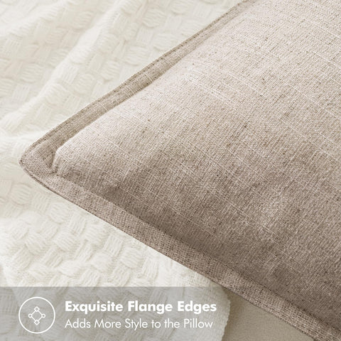 MIULEE decorative linen euro sham with flange edges for timeless boho charm