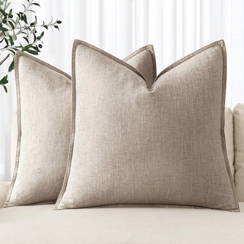 MIULEE decorative linen euro sham 24x24 front view for natural living room style