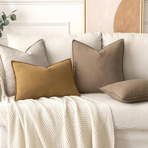 MIULEE decorative linen euro sham two-pack ready for couch or bed decor