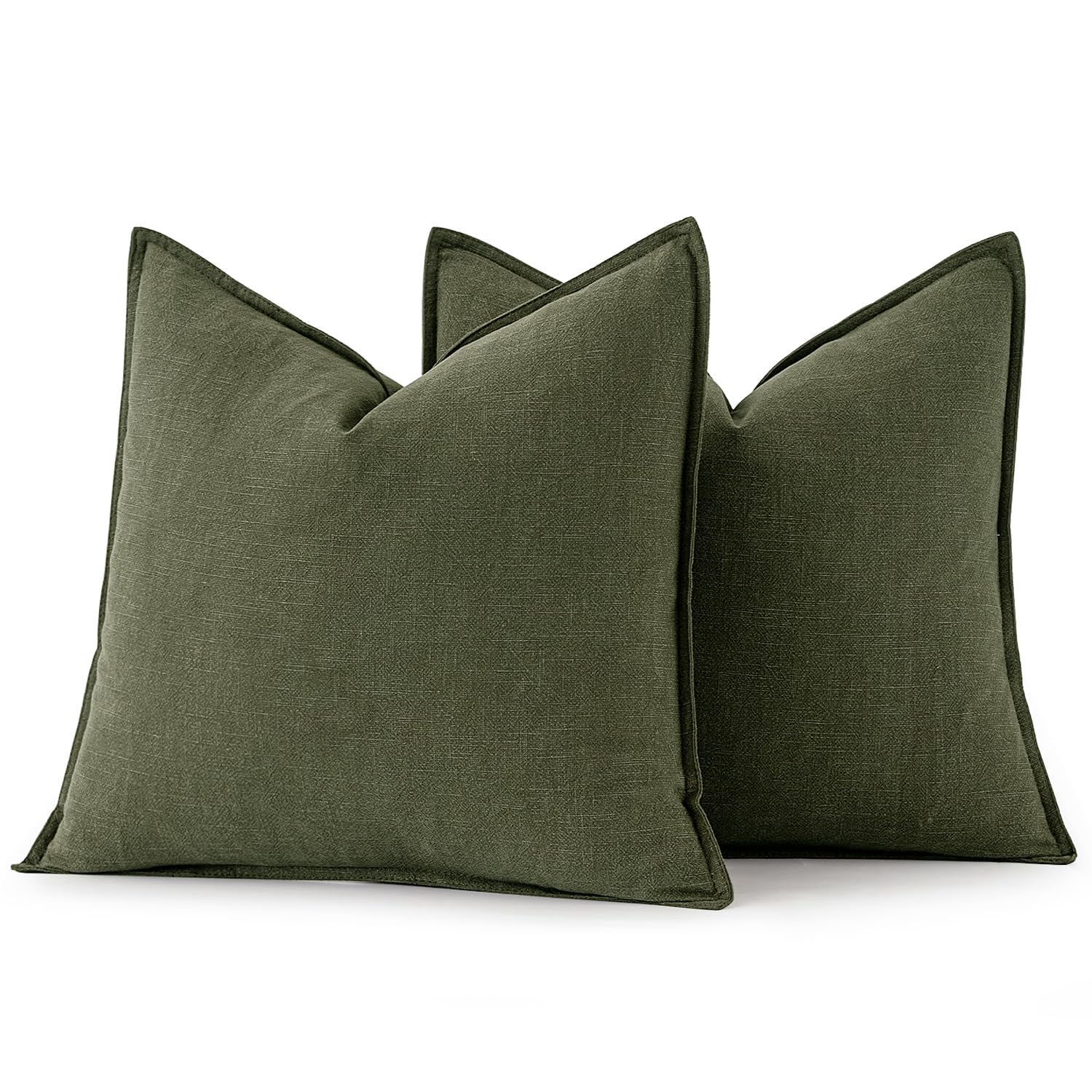 MIULEE decorative linen euro sham 26x26 dark olive, pack of 2 for easy styling swaps.