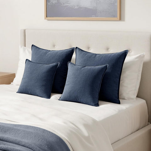 MIULEE back zipper linen sham indigo blue offers easy removal and clean lines